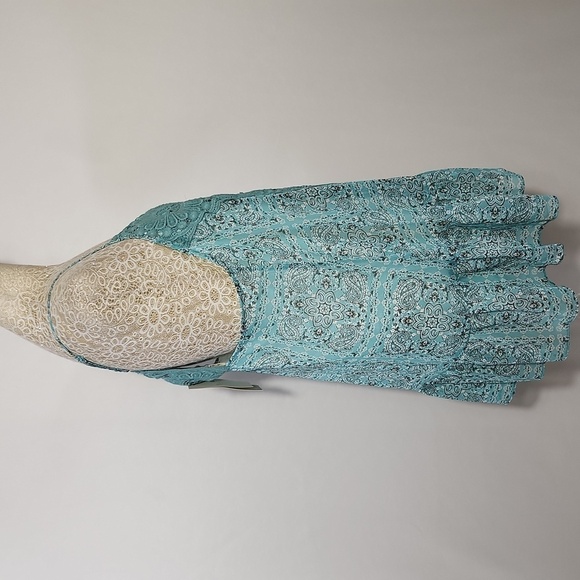 Miss Me SZ L Seafoam Green Floral Strap Lace Ruffle Hem Sleeveless Cami Top Boho - Picture 7 of 15